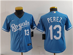 Kansas City Royals #13 Salvador Perez Youth Light Blue Limited Jersey