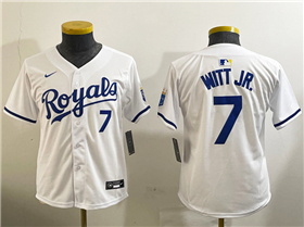 Kansas City Royals #7 Bobby Witt Jr. Youth White Limited Jersey