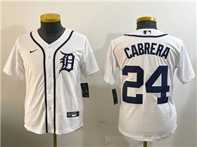 Detroit Tigers #24 Miguel Cabrera Youth White Limited Jersey