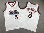 Philadelphia 76ers #3 Allen Iverson Youth White Hardwood Classics Jersey
