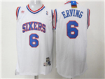 Philadelphia 76ers #6 Julius Erving White Hardwood Classics Jersey