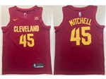 Cleveland Cavaliers #45 Donovan Mitchell Wine Swingman Jersey