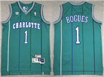 Charlotte Hornets #1 Muggsy Bogues Teal Hardwood Classics Jersey
