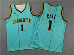 Charlotte Hornets #1 LaMelo Ball Youth 2024-25 Teal City Edition Swingman Jersey