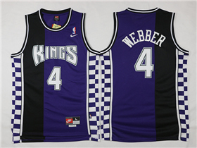 Sacramento Kings #4 Chris Webber Throwback Black/Purple Jersey