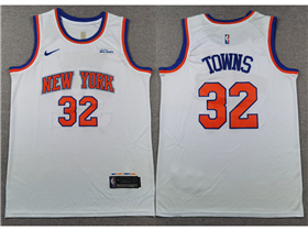 New York Knicks #32 Karl-Anthony Towns White Swingman Jersey
