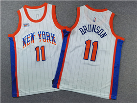 New York Knicks #11 Jalen Brunson Youth 2024-25 White City Edition Swingman Jersey