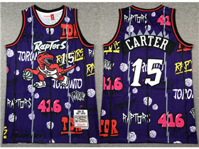 Toronto Raptors #15 Vince Carter Purple Graffiti Hardwood Classics Jersey