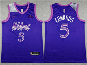 Minnesota Timberwolves #5 Anthony Edwards 2025-26 Deep Purple City Edition Swingman Jersey