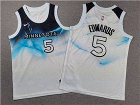 Minnesota Timberwolves #5 Anthony Edwards Youth 2024-25 White City Edition Swingman Jersey