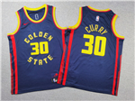  Golden State Warriors #30 Stephen Curry Youth 2024-25 Navy City Edition Swingman Jersey