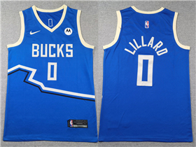 Milwaukee Bucks #0 Damian Lillard 2024-25 Blue City Edition Swingman Jersey