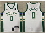 Milwaukee Bucks #0 Damian Lillard White Swingman Jersey