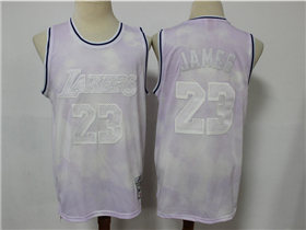 Los Angeles Lakers #23 Lebron James Cloudy Skies Hardwood Classics Jersey