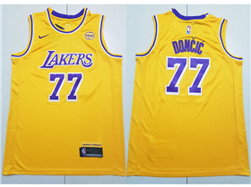 Los Angeles Lakers #77 Luka Dončić Gold Swingman Jersey
