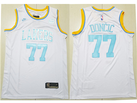 Los Angeles Lakers #77 Luka Dončić White Classic Swingman Jersey