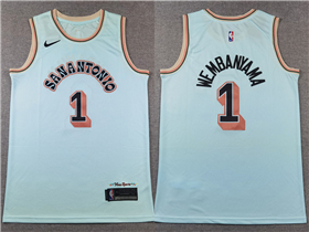 San Antonio Spurs #1 Victor Wembanyama 2024-25 Light Blue City Edition Swingman Jersey