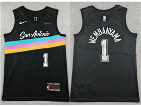 San Antonio Spurs #1 Victor Wembanyama 2025-26 Black City Edition Swingman Jersey