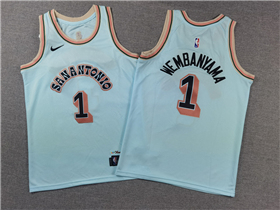 San Antonio Spurs #1 Victor Wembanyama Youth 2024-25 Light Blue City Edition Swingman Jersey
