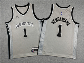 San Antonio Spurs #1 Victor Wembanyama Youth 2025-26 Gray Statement Edition Swingman Jersey