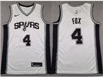 San Antonio Spurs #4 De'Aaron Fox White Swingman Jersey