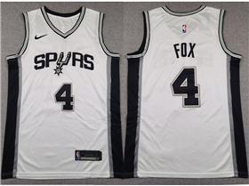 San Antonio Spurs #4 De'Aaron Fox White Swingman Jersey