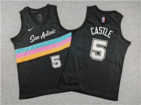 San Antonio Spurs #5 Stephon Castle Youth 2025-26 Black City Edition Swingman Jersey