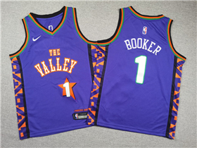Phoenix Suns #1 Devin Booker Youth 2024-25 Purple City Edition Swingman Jersey