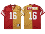 San Francisco 49ers #16 Joe Montana Throwback Split Red/Gold Jersey