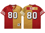 San Francisco 49ers #80 Jerry Rice Throwback Split Red/Gold Jersey