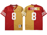 San Francisco 49ers #8 Steve Young Throwback Split Red/Gold Jersey