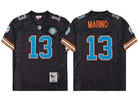 Miami Dolphins #13 Dan Marino 1990 Throwback Black Jersey