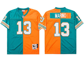 Miami Dolphins #13 Dan Marino 1994 Throwback Split Aqua/Orange Jersey