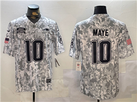 New England Patriots #10 Drake Maye Arctic Camo 2024 Salute To Service Limited Jersey