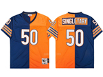 Chicago Bears #50 Mike Singletary Throwback Split Navy Blue/Orange Jersey