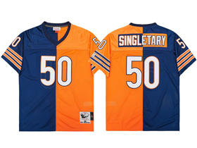 Chicago Bears #50 Mike Singletary Throwback Split Navy Blue/Orange Jersey