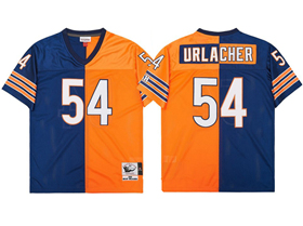 Chicago Bears #54 Brian Urlacher Throwback Split Navy Blue/Orange Jersey