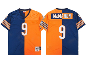 Chicago Bears #9 Jim McMahon Throwback Split Navy Blue/Orange Jersey