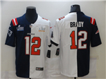 New England Patriots Tampa Bay Buccaneers #12 Tom Brady Split Navy/White Super Bowl LIII/LV Jersey