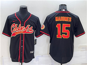 Kansas City Chiefs #15 Patrick Mahomes Black Baseball Cool Base Jersey