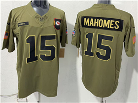 Kansas City Chiefs #15 Patrick Mahomes Olive 2025 Salute To Service Limited Jersey