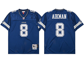 Dallas Cowboys #8 Troy Aikman 1996 Throwback Blue Jersey