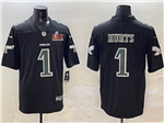 Philadelphia Eagles #1 Jalen Hurts Black Fashion Super Bowl LIX Limited Jersey