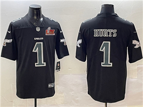 Philadelphia Eagles #1 Jalen Hurts Black Fashion Super Bowl LIX Limited Jersey