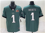 Philadelphia Eagles #1 Jalen Hurts Green Super Bowl LIX F.U.S.E. Limited Jersey