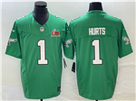 Philadelphia Eagles #1 Jalen Hurts Kelly Green Super Bowl LIX F.U.S.E. Limited Jersey