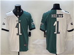 Philadelphia Eagles #1 Jalen Hurts White/Green Split Vapor Limited Jersey