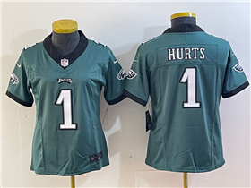 Philadelphia Eagles #1 Jalen Hurts Women's Green Vapor F.U.S.E. Limited Jersey
