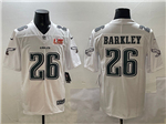 Philadelphia Eagles #26 Saquon Barkley White Fashion Super Bowl LIX Limited Jersey