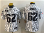 Philadelphia Eagles #62 Jason Kelce Women's Arctic Camo 2024 Salute To Service Limited Jersey